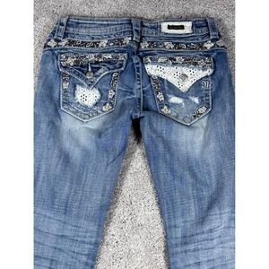 Miss Me Jeans Womens Size 28 Signature Straight Embellished Pockets‎ Denim